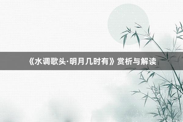 《水调歌头·明月几时有》赏析与解读